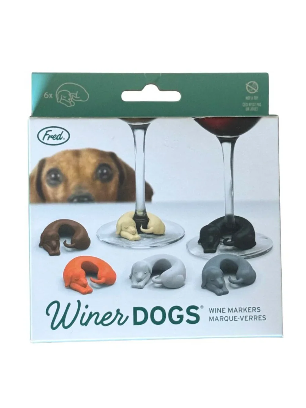 Fred WINER DOGS Dachshund Dog Drink Markers Set of 6 NWT